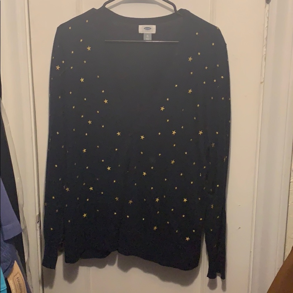 Navy Blue Cardigan with Gold Stars